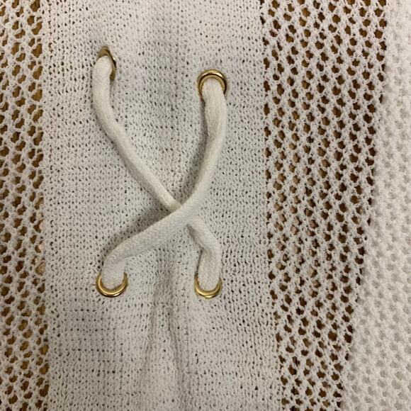 Chicos Travelers Sheer White Mesh Lace-Up Back Cardigan Size 12P - Picture 5 of 11